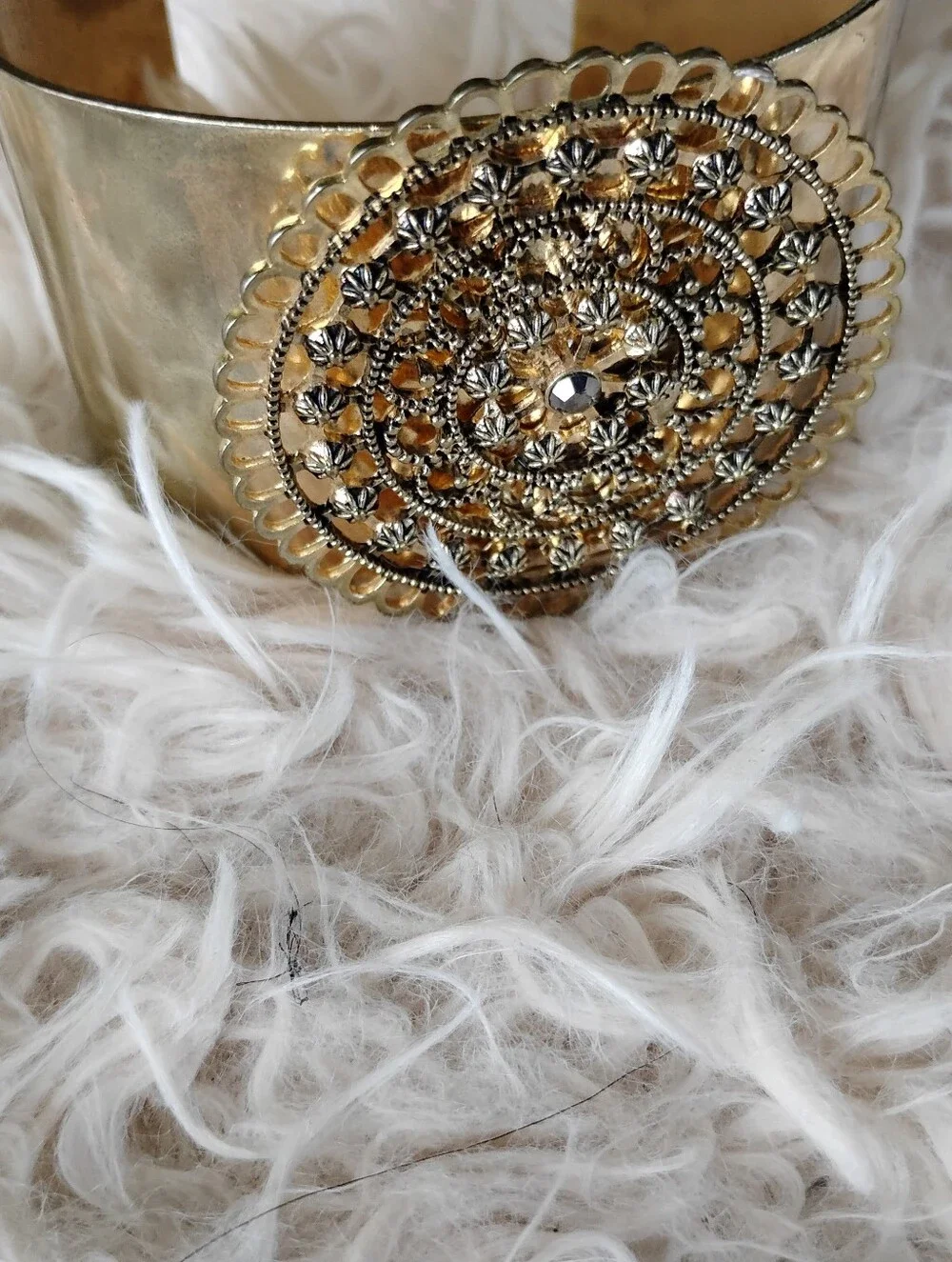 Gold-Tone Filigree Cuff Bracelet - Elegant Women's Accessory